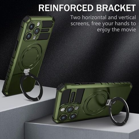 بالنسبة إلى iPhone 15 Pro Max Magnetic Case [متوافق مع Magsafe] مع اثنين من حماة الشاشة الزجاجية المقسى مع كيكستاند الحلقة ، والصف العسكري الثقيل لجهاز iPhone 14 Pro Max Case 6.7 '' in Saudi Arabia