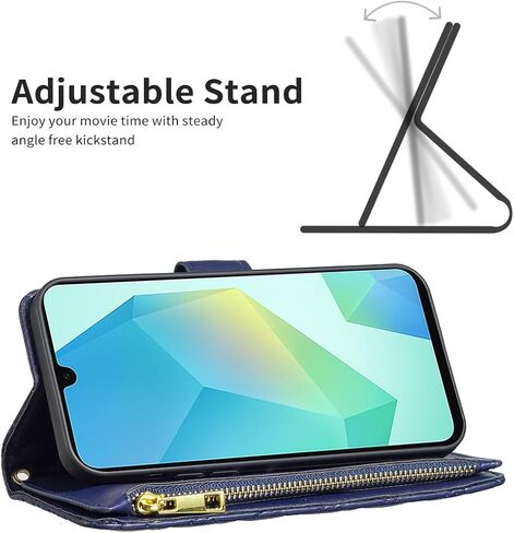 Asuwish Phone Case for Samsung Galaxy A16 5G/4G Wallet Wallet مع واقي شاشة زجاجي مقسى وحامل بطاقة الائتمان الائتمانية من الجلد Rubber A 16A SM-A166U Women Girls Pink in Kuwait