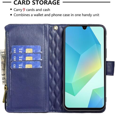 Asuwish Phone Case for Samsung Galaxy A16 5G/4G Wallet Wallet مع واقي شاشة زجاجي مقسى وحامل بطاقة الائتمان الائتمانية من الجلد Rubber A 16A SM-A166U Women Girls Pink in Kuwait