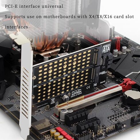 PH42 Dual M.2 NVMe & NGFF SSD to PCIe Adapter 32Gbps /6Gbps Supports M-Key & B-Key B+M Key SSD Support X4 X8 X16 Slot with SATA Cable in Saudi Arabia