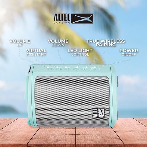 Altec Lansing - HydraMotion Wireless Bluetooth Speaker with 360 Degree Sound, Portable IP67 Waterproof for Outdoors, Shockproof, Snowproof, Everything Proof, 12 Hour Playtime (Black) in Kuwait