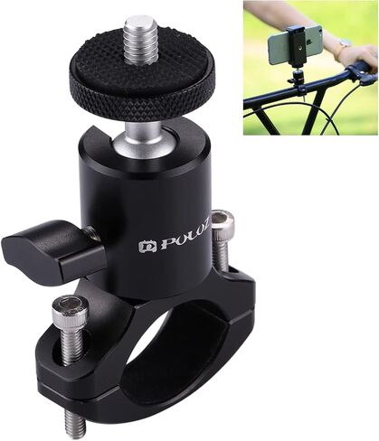 PULUZ Bike Camera Handlebar Mount for Gopro Hero 12/11/10/9/8/7/6 Bike Motorcycle Mount Clip, 360 Degree Rotation Aluminum Bicycle Bracket for DJI OSMO Action&Xiaoyi Camera in Kuwait