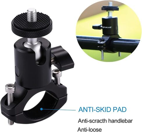 PULUZ Bike Camera Handlebar Mount for Gopro Hero 12/11/10/9/8/7/6 Bike Motorcycle Mount Clip, 360 Degree Rotation Aluminum Bicycle Bracket for DJI OSMO Action&Xiaoyi Camera in Kuwait