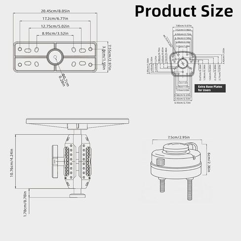 HITORHIKE Universal Fish Finder Mount for Kayak-with Transducer Arm Options,Ball Base,Dual Plates, Fits 9" Electronics,Compatible with Garmin/Lowrance/Humminbird(Basic Mount Pro Set with Arms) in Kuwait