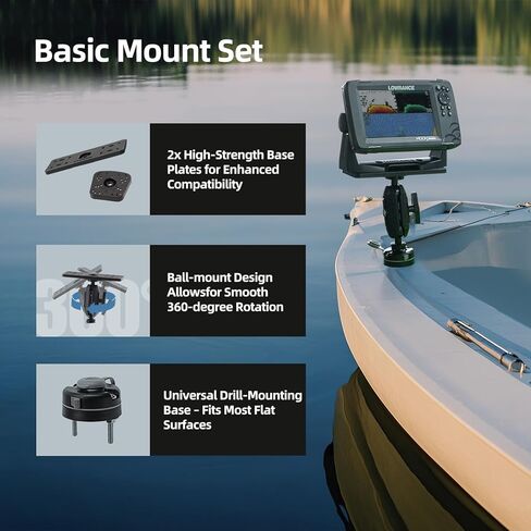 HITORHIKE Universal Fish Finder Mount for Kayak-with Transducer Arm Options,Ball Base,Dual Plates, Fits 9" Electronics,Compatible with Garmin/Lowrance/Humminbird(Basic Mount Pro Set with Arms) in Kuwait