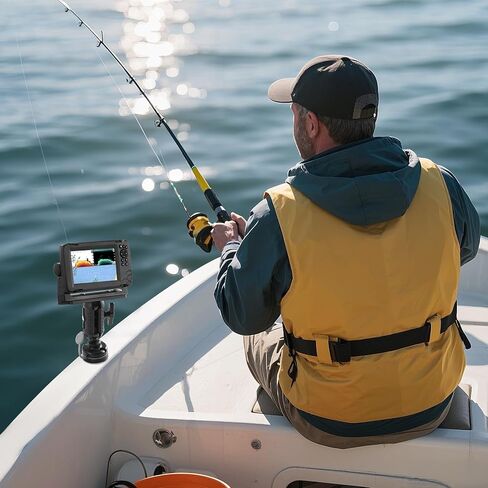 HITORHIKE Universal Fish Finder Mount for Kayak-with Transducer Arm Options,Ball Base,Dual Plates, Fits 9" Electronics,Compatible with Garmin/Lowrance/Humminbird(Basic Mount Pro Set with Arms) in Kuwait