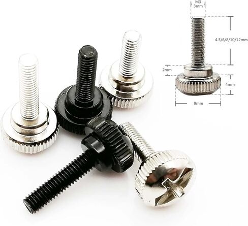 عام 10pcs M3x4.5/6/8/10/12 مم من الفولاذ الكربون الفولاذ الكربون محاسبي محاسوب الكمبيوتر غطاء محكم الكمبيوتر يدوي تشديد الإبهام المسمار الترباس DIY (الفضة ، M3x8mm) in Kuwait