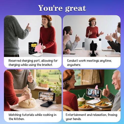 الإبهام لأعلى قابلة للطي للهاتف الخلوي للمكتب ، حامل الهاتف المضاد للزلزال قابل للتعديل متوافق مع جميع الهواتف المحمولة ، ملحقات سطح المكتب الإبداعية اللطيفة للمكتب/الصفحة الرئيسية ، 2 حزمة أسود & وردي in Kuwait