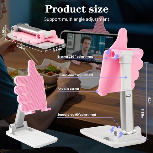 الإبهام لأعلى قابلة للطي للهاتف الخلوي للمكتب ، حامل الهاتف المضاد للزلزال قابل للتعديل متوافق مع جميع الهواتف المحمولة ، ملحقات سطح المكتب الإبداعية اللطيفة للمكتب/الصفحة الرئيسية ، 2 حزمة أسود & وردي in Kuwait