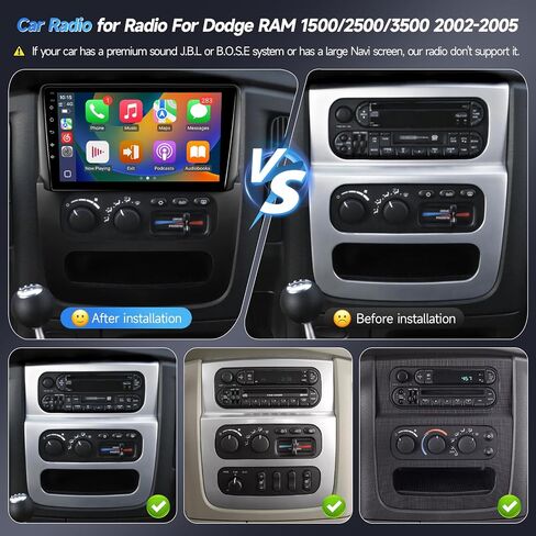 Naifay Android Car Radio for Dodge Ram 1500 2500 3500 2002 2003 2004 2005 Stereo, 9inch IPS Touch Screen for Dodge Ram Head Unit with Carplay Android Auto Bluetooth GPS WiFi SWC Camera in Saudi Arabia