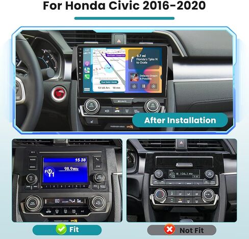 Car Radio for Honda Civic 2016-2020, Android Car Stereo Wireless Carplay Android Auto, Roinvou 9 inch Touch Screen for Civic Radio Upgrade, 5G WiFi, GPS, Bluetooth 5.0, 4G RAM 64G ROM in Saudi Arabia