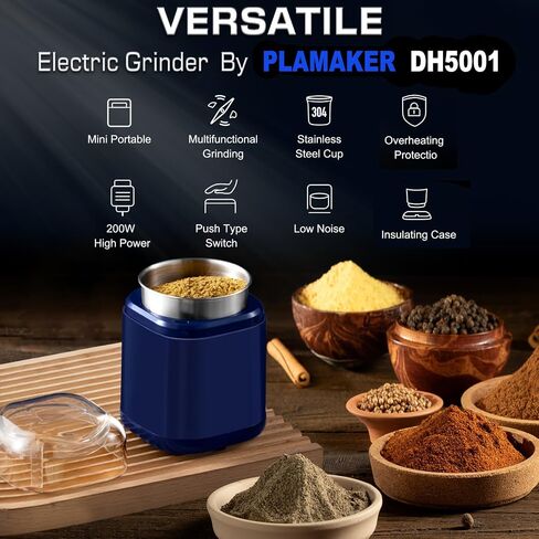 Electric Herb Grinder 200W Powerful Fast Grinding for Dry Spices Flower Buds with Brush, Easy On/Off One-Touch Push Button Powder Grinder Perfect For Herbs, Spices, Nuts, Grains and Coffee Beans in Kuwait