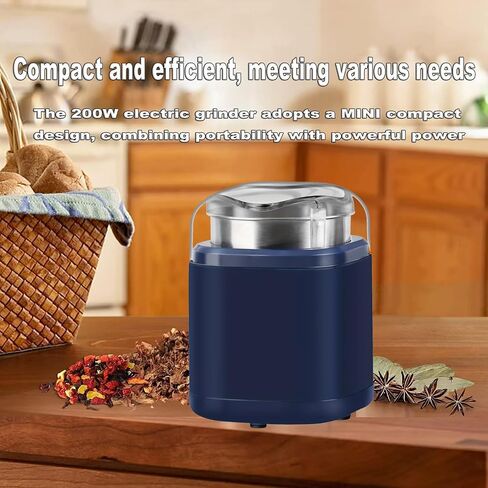 Electric Herb Grinder 200W Powerful Fast Grinding for Dry Spices Flower Buds with Brush, Easy On/Off One-Touch Push Button Powder Grinder Perfect For Herbs, Spices, Nuts, Grains and Coffee Beans in Kuwait