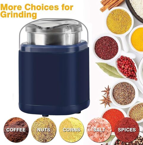 Electric Herb Grinder 200W Powerful Fast Grinding for Dry Spices Flower Buds with Brush, Easy On/Off One-Touch Push Button Powder Grinder Perfect For Herbs, Spices, Nuts, Grains and Coffee Beans in Kuwait