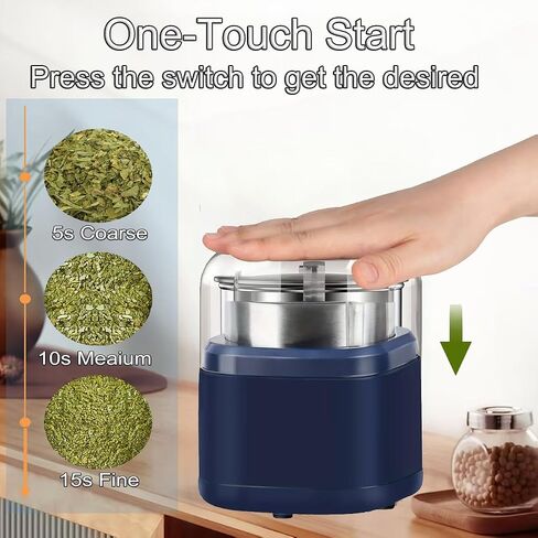 Electric Herb Grinder 200W Powerful Fast Grinding for Dry Spices Flower Buds with Brush, Easy On/Off One-Touch Push Button Powder Grinder Perfect For Herbs, Spices, Nuts, Grains and Coffee Beans in Kuwait