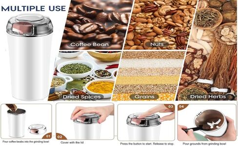 طاحونة عشب كهربائية 200W طحن سريع سريع للتوابل الجافة براعم الزهور مع الفرشاة ، ومسحور سهلة/إيقاف تشغيل مسح مسحوق زر واحد مثالي للأعشاب والتوابل والمكسرات والحبوب وحبوب القهوة in Kuwait