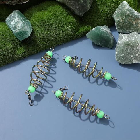 48Pcs Fishing Bait, Cage Carbon Steel Spring Feeder Basket Holder, Coarse Lure Feeder Carp Lure Fish Accessories with Luminous in Saudi Arabia