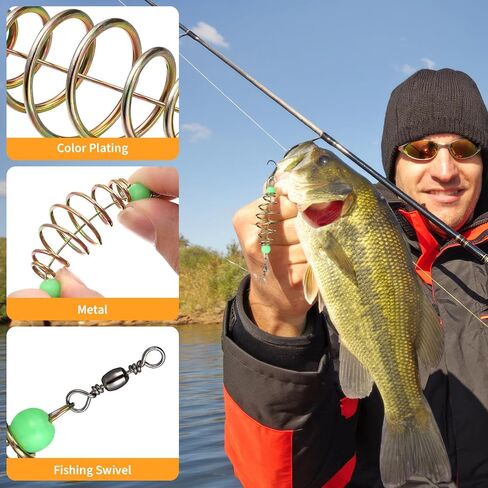 48Pcs Fishing Bait, Cage Carbon Steel Spring Feeder Basket Holder, Coarse Lure Feeder Carp Lure Fish Accessories with Luminous in Saudi Arabia