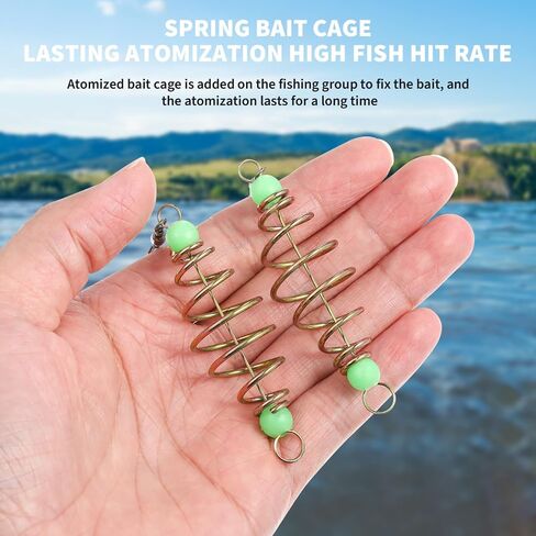 48Pcs Fishing Bait, Cage Carbon Steel Spring Feeder Basket Holder, Coarse Lure Feeder Carp Lure Fish Accessories with Luminous in Saudi Arabia