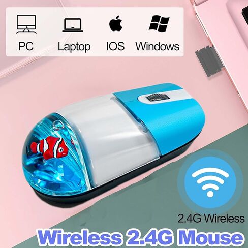 ماوس اللاسلكي لطيف الماء صامت صامت خفيف الوزن محمولة أكوا شفافة سائلة بصري فئران رجعية مع USB requver in Kuwait