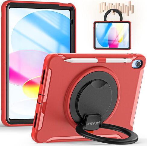 BATYUE Case for iPad (A16) 11th/10th Generation 10.9'' inch 2025/2022, Rugged Protective Shockproof Cover for Kids Girls with Screen Protector, 360° Rotating Stand, Pencil Holder, Emerald Green in Kuwait