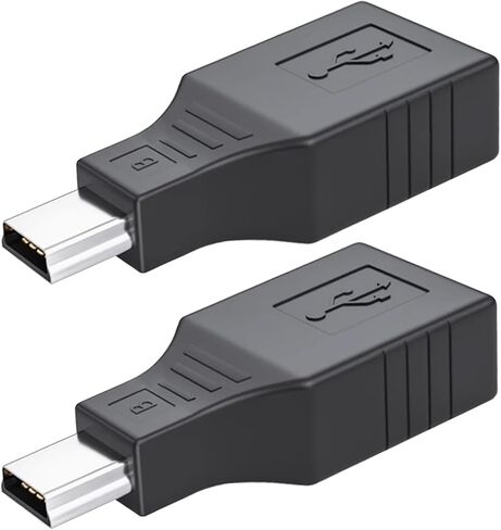 2 Pack USB 2.0 Type A Female to Mini USB 5-Pin-Pin-Pin Male/Female Adapter-نقل البيانات عالية السرعة وتوافقها مع الكاميرات والطابعات وأجهزة الصوت والمزيد in Kuwait