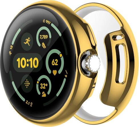 حالة واقي شاشة مطلي ناعمة TPU متوافقة مع Google Pixel Watch 3 (2024) 45 مم ، وتثبيت سهلة التثبيت خفيفة الوزن غلاف واقٍ شديد الراحة لمشاهدة البكسل 3. (الذهب ، ساعة بكسل 3 [45 ملم]) in Kuwait