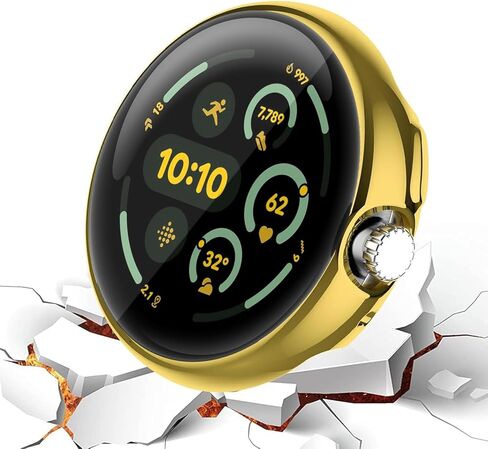 حالة واقي شاشة مطلي ناعمة TPU متوافقة مع Google Pixel Watch 3 (2024) 45 مم ، وتثبيت سهلة التثبيت خفيفة الوزن غلاف واقٍ شديد الراحة لمشاهدة البكسل 3. (الذهب ، ساعة بكسل 3 [45 ملم]) in Kuwait