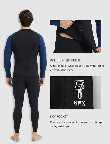 Lemorecn Wetsuit Top Men 3mm and 2mm Wetsuit Jacket Neoprene Long Sleeve for Water Sports in Kuwait