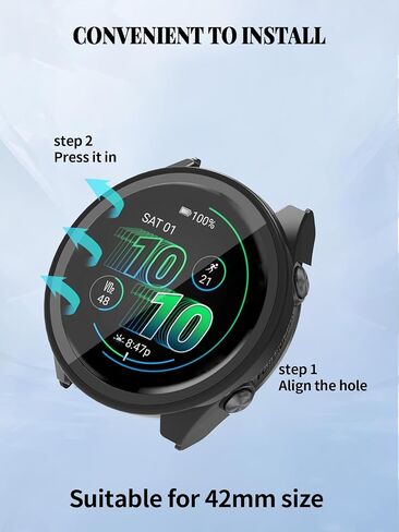 [2-pack] بالنسبة لـ Garmin Forerunner 570 42 مم ساعة ذكية مع واقي شاشة ، غطاء واقعي للكمبيوتر الشخصي المدمج في فيلم زجاجي 9 ساعات ، تغطية كاملة (أسود) in Saudi Arabia