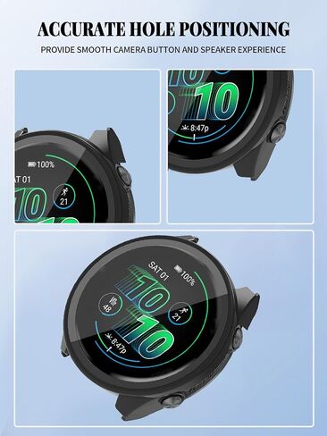 [2-pack] بالنسبة لـ Garmin Forerunner 570 42 مم ساعة ذكية مع واقي شاشة ، غطاء واقعي للكمبيوتر الشخصي المدمج في فيلم زجاجي 9 ساعات ، تغطية كاملة (أسود) in Saudi Arabia