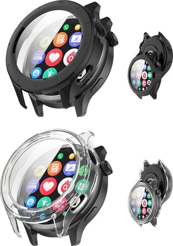 2Pack Case for Xiaomi Watch S4 ، واقي شاشة Noukaju Smart Watch ، وهو فيلم زجاجي مضمّن 9 ساعات ، كمبيوتر صلب ، سهلة التثبيت ، غطاء واقية لـ Xiaomi Smartwatch S4 (Black+Clear) in Saudi Arabia