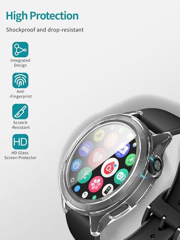 2Pack Case for Xiaomi Watch S4 ، واقي شاشة Noukaju Smart Watch ، وهو فيلم زجاجي مضمّن 9 ساعات ، كمبيوتر صلب ، سهلة التثبيت ، غطاء واقية لـ Xiaomi Smartwatch S4 (Black+Clear) in Saudi Arabia