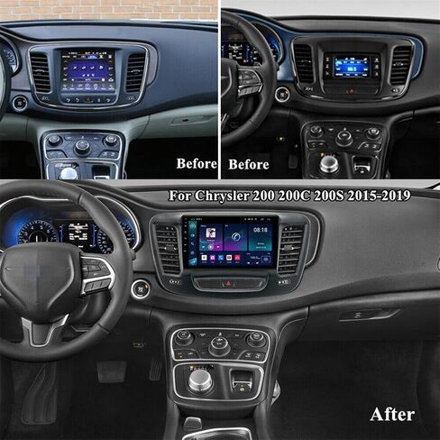 Stereo Double Din Car Stereo لـ Chrysler 200 200c 200s 2015-2019 W/Wireless Carplay & Android Auto ، 9 بوصة شاشة تعمل باللمس 2G+32G Android 14 وحدة استقبال Radio Car GPS Bluetooth WiFi AHD Camera in Kuwait