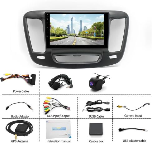 Stereo Double Din Car Stereo لـ Chrysler 200 200c 200s 2015-2019 W/Wireless Carplay & Android Auto ، 9 بوصة شاشة تعمل باللمس 2G+32G Android 14 وحدة استقبال Radio Car GPS Bluetooth WiFi AHD Camera in Kuwait