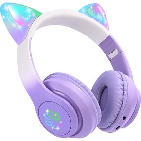 سماعات الرأس اللاسلكية للأطفال LED LED UP CAT Pluetooth Headones ، و Cat Cat Ear Wireless Headets with Microphone for Kids/Girls/Christmas (Pink Pro) in Kuwait