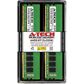 A-Tech 64GB RAM Kit for Lenovo ThinkStation P340 Tower (2 x 32GB) DDR4 2933 MHz PC4-23400 Non-ECC Unbuffered DIMM 288-Pin Desktop PC Memory Upgrade in Kuwait