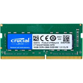 وحدة ذاكرة SDRAM SDRAM سعة 16 جيجا بايت - من أجل دفتر الملاحظات - 16 جيجابايت - DDR4-2666/PC4-21300 DDR4 SDRAM - CL19-1.20 V - غير متكافئ - 260 -PIN - SODIMM (CT16G4SFS8266) in Kuwait