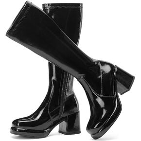LanreyTaley Women Wide Calf Knee High Boots Platform Chunky Heel Tall Boots Suede Dress Boots Side Zipper Stretch Boots in Saudi Arabia