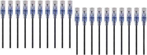 Monoprice - 115157 Slimrun Cat6a Ethernet تصحيح كابل - Snagless RJ45 UTP PURE BARE COPPER WIRE 10G 30AWG 5FT أسود 10 حزمة و CAT6A تصحيح Ethernet in Saudi Arabia