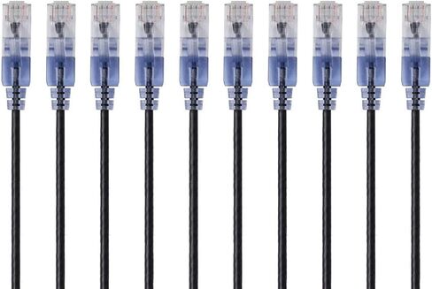 Monoprice - 115157 Slimrun Cat6a Ethernet تصحيح كابل - Snagless RJ45 UTP PURE BARE COPPER WIRE 10G 30AWG 5FT أسود 10 حزمة و CAT6A تصحيح Ethernet in Saudi Arabia