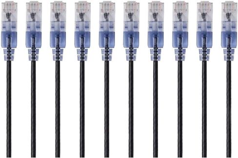 Monoprice - 115157 Slimrun Cat6a Ethernet تصحيح كابل - Snagless RJ45 UTP PURE BARE COPPER WIRE 10G 30AWG 5FT أسود 10 حزمة و CAT6A تصحيح Ethernet in Saudi Arabia