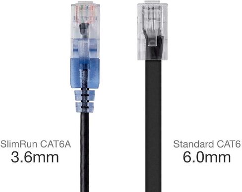 Monoprice - 115157 Slimrun Cat6a Ethernet تصحيح كابل - Snagless RJ45 UTP PURE BARE COPPER WIRE 10G 30AWG 5FT أسود 10 حزمة و CAT6A تصحيح Ethernet in Saudi Arabia
