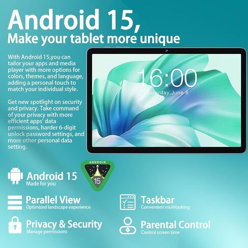 2025 تم ترقية Android 15 Tablet 10.1 بوصة أوكتورا لأجهزة أوكتورا مع الماوس لوحة المفاتيح ، 22 جيجابايت+128 جيجابايت+1 تيرابايت ، بطارية كبيرة 8000 مللي أمبير ، و 1280 × 800 شاشة لمس in Kuwait