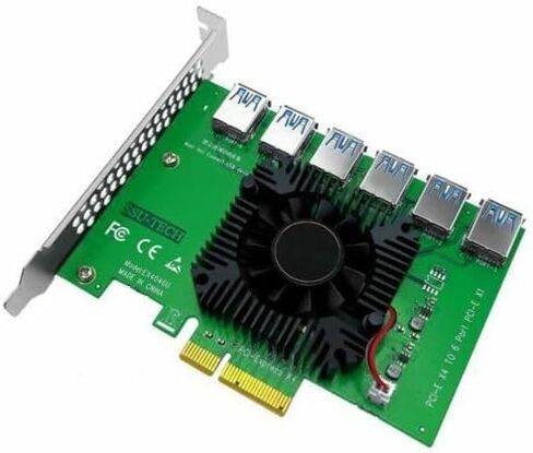 تناسب PCIE 1 إلى 6 Express x4 20GB إلى 6 Port Riser Card Adapter Extender 1PC للتعدين in Saudi Arabia