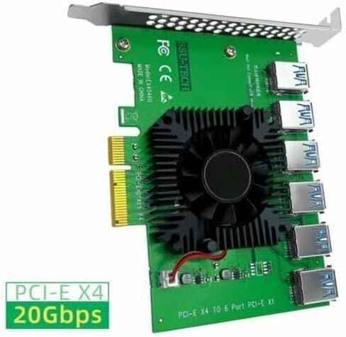 تناسب PCIE 1 إلى 6 Express x4 20GB إلى 6 Port Riser Card Adapter Extender 1PC للتعدين in Saudi Arabia