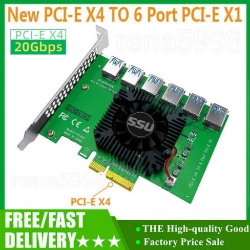 تناسب PCIE 1 إلى 6 Express x4 20GB إلى 6 Port Riser Card Adapter Extender 1PC للتعدين in Saudi Arabia
