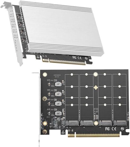 Quad NVME PCIE Adapter 4 Port M.2 NVME M KEY SSD إلى PCIE 4.0 X16 سرعة بطاقة EX in Saudi Arabia