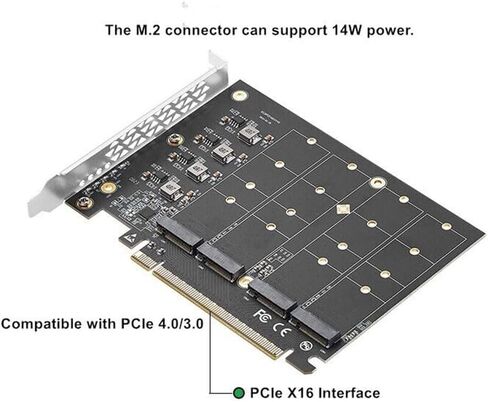 Quad NVME PCIE Adapter 4 Port M.2 NVME M KEY SSD إلى PCIE 4.0 X16 سرعة بطاقة EX in Saudi Arabia