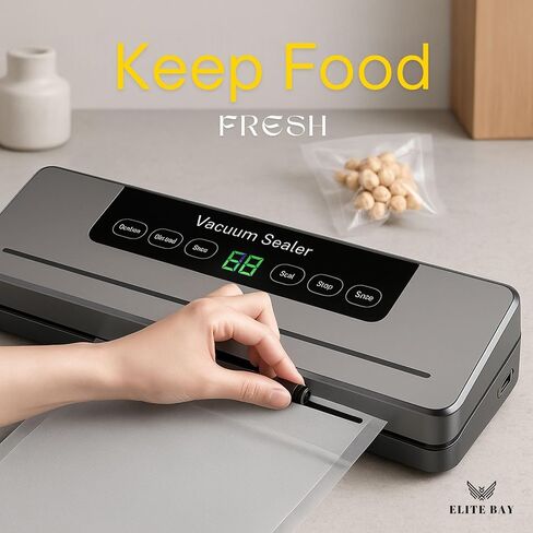 Sealer فراغ لتخزين الطعام - 120W الطاقة | عرض 30 سم الختم | تصميم ABS المدمجة | 110V - 240V الجهد | يتضمن 10 أكياس فراغ خالية من BPA | لفيديو سوس ، الحفاظ على الطعام الإعدادية in Saudi Arabia